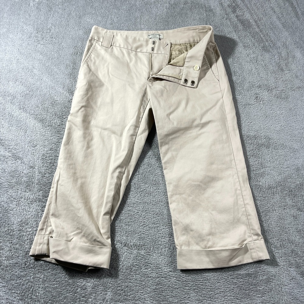 Banana Republic‎ Pants Khaki Stretch 6 Y2k Cream Cropped Outdoorsy Minimalist